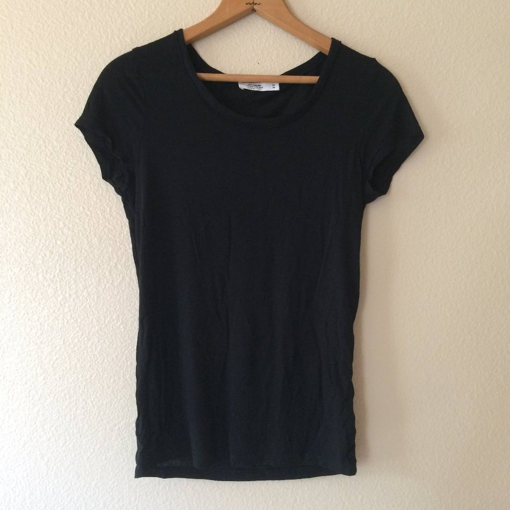 Sheer Vintage Shirt Black M Scoop Tee Cotton On Layering Top Stretch Solid
